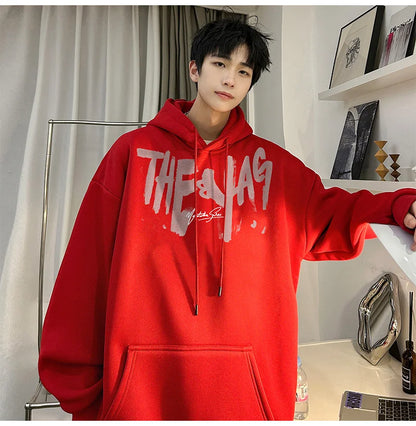 High Street Letter Print Oversized Hoodie Hombres Nuevo Hip Hop Moda Sudadera con capucha Otoño Y2K Vintage Pullover Hoody Ropa