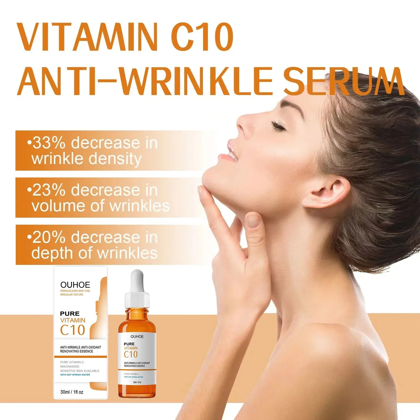 Suero facial con vitamina C que elimina las arrugas, reafirma y atenúa las líneas finas, esencia antienvejecimiento, blanquea, ilumina y nutre el cuidado de la piel