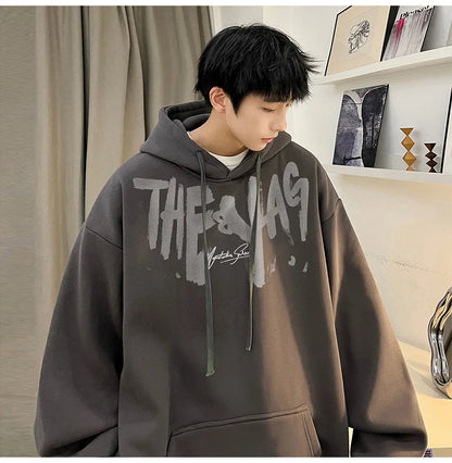 High Street Letter Print Oversized Hoodie Hombres Nuevo Hip Hop Moda Sudadera con capucha Otoño Y2K Vintage Pullover Hoody Ropa