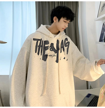 High Street Letter Print Oversized Hoodie Hombres Nuevo Hip Hop Moda Sudadera con capucha Otoño Y2K Vintage Pullover Hoody Ropa