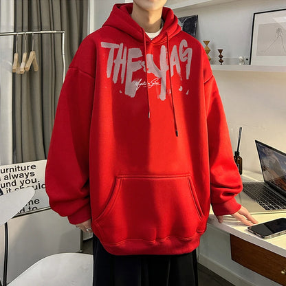 High Street Letter Print Oversized Hoodie Hombres Nuevo Hip Hop Moda Sudadera con capucha Otoño Y2K Vintage Pullover Hoody Ropa