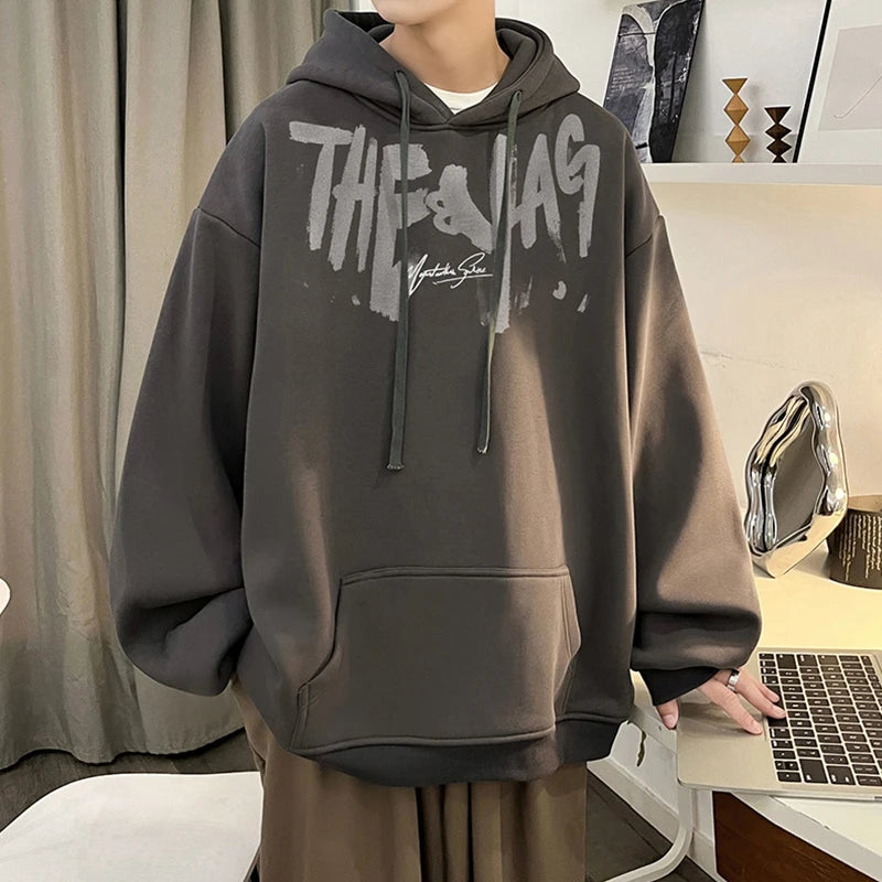 High Street Letter Print Oversized Hoodie Hombres Nuevo Hip Hop Moda Sudadera con capucha Otoño Y2K Vintage Pullover Hoody Ropa