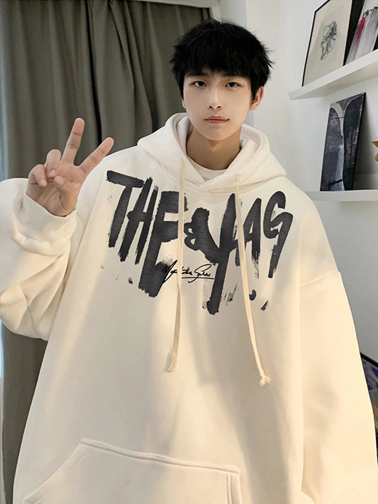 High Street Letter Print Oversized Hoodie Hombres Nuevo Hip Hop Moda Sudadera con capucha Otoño Y2K Vintage Pullover Hoody Ropa