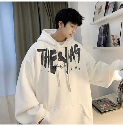 High Street Letter Print Oversized Hoodie Hombres Nuevo Hip Hop Moda Sudadera con capucha Otoño Y2K Vintage Pullover Hoody Ropa