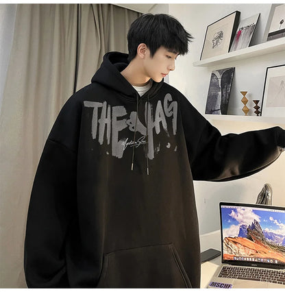 High Street Letter Print Oversized Hoodie Hombres Nuevo Hip Hop Moda Sudadera con capucha Otoño Y2K Vintage Pullover Hoody Ropa