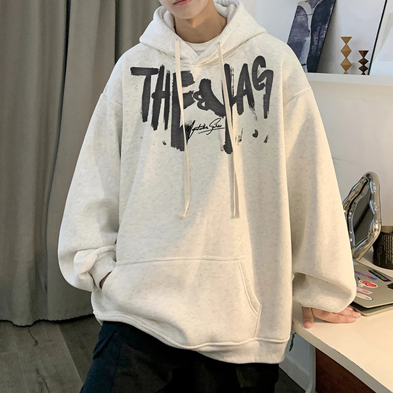 High Street Letter Print Oversized Hoodie Hombres Nuevo Hip Hop Moda Sudadera con capucha Otoño Y2K Vintage Pullover Hoody Ropa