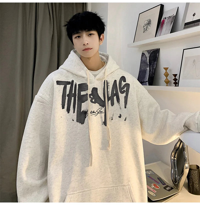 High Street Letter Print Oversized Hoodie Hombres Nuevo Hip Hop Moda Sudadera con capucha Otoño Y2K Vintage Pullover Hoody Ropa