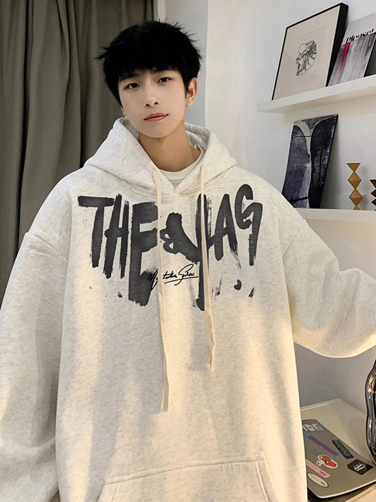 High Street Letter Print Oversized Hoodie Hombres Nuevo Hip Hop Moda Sudadera con capucha Otoño Y2K Vintage Pullover Hoody Ropa